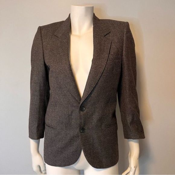 Vintage Jackets & Blazers - Vintage 100% virgin wool dark brown women blazer size S